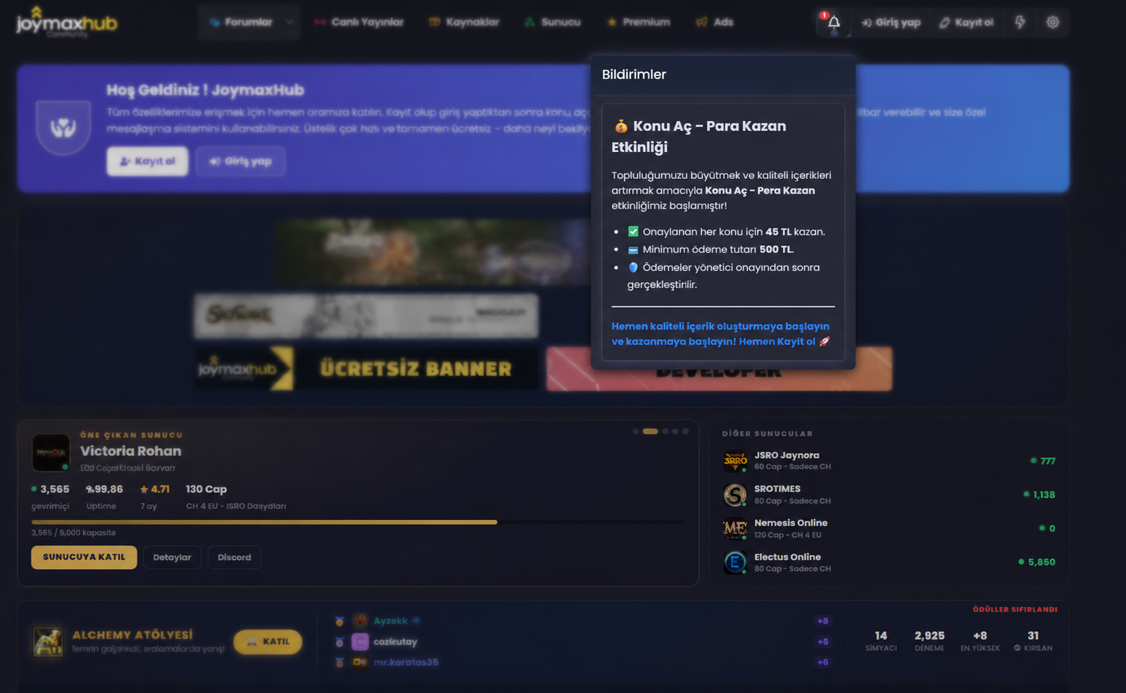 Xenforo Ziyaretçilere Bildirim Eklentisi 1.0.0